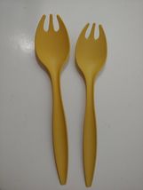 Tupperware Vintage Salad Server Forks Tongs Set of 2 Harvest Gold - $7.20