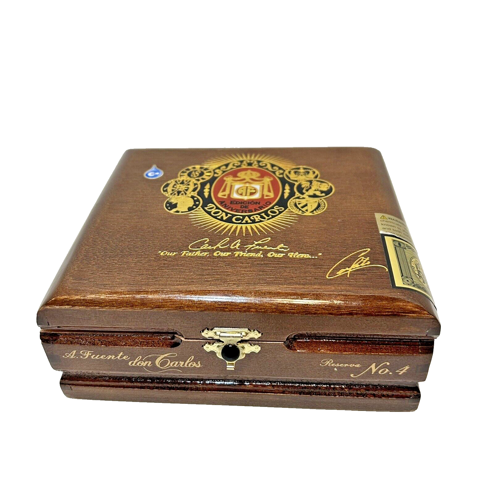 Primary image for Arturo Fuente Brown Wooden Empty Cigar Box Snap Closure 6.75 x 5.75 x 2.5"