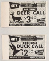 1955 Print Ads Lot of 2(Two) Olt&#39;s Duck Calls &amp; Deer Calls Pekin,Illinois - $9.88