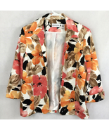 Alfred Dunner Open Front Blazer Jacket Women Sz 12 Hawaiian Tropical Ful... - £35.39 GBP