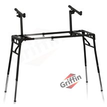 GRIFFIN 2-Tier DJ Coffin Workstation Stand - Double Table Top Keyboard &amp; Laptop  - £92.03 GBP