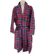 ️Lands End Mens M Royal Stewart Red Scotch Plaid Cotton Flannel Bath Robe - $48.51