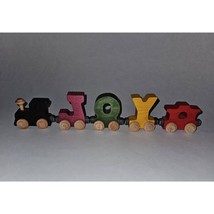 Maple Landmark Magnetic Wooden Train Set Lot JOY Name Christmas Engine Caboose - $34.60