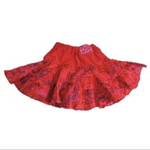 Pampolina Baby Girl Skirt 6M Red Designer Floral Lined Adjustable Waist Ruffles - £17.32 GBP