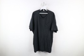 Vintage 90s Hanes Mens Size XL Distressed Blank Pocket T-Shirt Black Cotton - £35.79 GBP