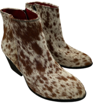Alcala&#39;s Women&#39;s Richard Cowhair Leather Zip-up Ankle Boots White &amp; Brow... - $67.45