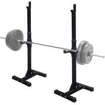 Exercise Adjustable Rack Standard Solid Steel Squat Stands Barbell Bench Press - £90.42 GBP