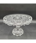 Antique Adams Moon &amp; Stars LE Smith Large Clear Glass Skirted Cake Plate... - $49.49