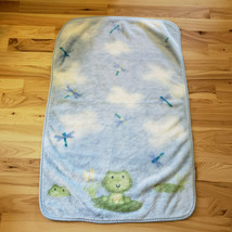 Carters Frog Dragonfly Baby Blanket Blue Green Luxe Plush 46&quot; x 31&quot; - £63.07 GBP