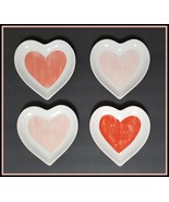 NEW RARE Pottery Barn Set of 4 Watercolor LOVE Heart Shaped Stoneware Ap... - £31.46 GBP