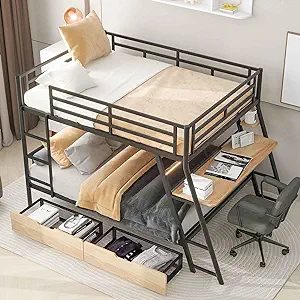 Twin Size Platform Bed With 2 Drawers And Storage Shelves, House Shaped ... - $761.99