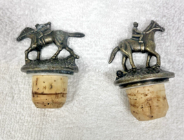 Pair Horse Racing Jockeys Bottle Stoppers Corks English Hunt - $16.34