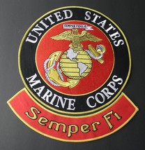 Sew On Marine Corps Marines Semper Fi Large Quality Embroidered Patch W/ Rocker - £9.67 GBP