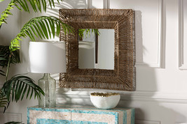 Dilara Metal and Natural Brown Seagrass Accent Wall Mirror - $988.52 MXN