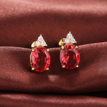 Earrings Oval Zircon Stud Earrings For Women Ol - £8.01 GBP