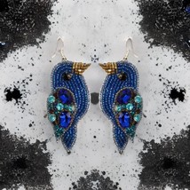 Handmade Beaded  Blue Bird Earrings for Women,Girls by Marmoris ECOM - £9.02 GBP