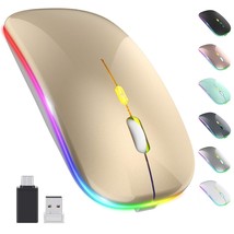 Upgrade Led Wireless Mouse, Rechargeable Slim Silent Mouse 2.4G Portable Mobile  - £19.29 GBP