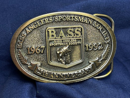 Vtg Bass Anglers Sportsman Society BASS 25th Anniversary Belt Buckle 1967-1992 - £23.67 GBP