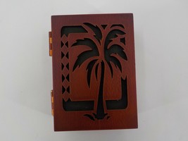 KC HAWAII ISLAND STYLE KEEPSAKE BOX CHERRY LOOK JEWELRY CARVED PALM TREE... - $22.99
