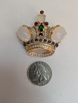 1998 Trifari Alfred Philippe Crown Brooch Pin Moonstone Jewel - $3,655.71 MXN