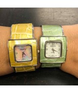 Lot of 2 Geneva women’s cuff wrist watch faux alligator mother of pearl ... - $905.43 MXN