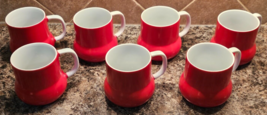 7 VTG Holt Howard H.H. 1968 Japan Red/White Tea Coffee Mugs MCM Retro Shape - £48.99 GBP