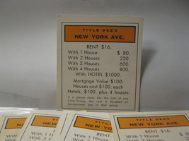 Board Game Piece: Monopoly - random New York Ave. Title Deed - £0.80 GBP