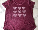 Maurices sz Small Red with Heart graphic Metallic Short Sleeve Tee - £16.30 GBP
