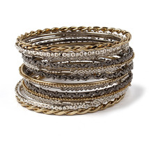 Amrita Singh Sammy Tri-Tone 14 Piece Bangle Set Lot Size 8 NEW MSRP $75 ... - £23.98 GBP