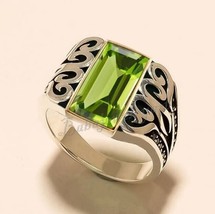 Peridot Ring men, Heavy Men Peridot ring, Peridot Glass Ring, Men Gemstone Ring - £88.90 GBP