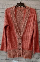 Free People Womens XL Heavy Chunky Knit Cardigan Sweater Coral Orange Cozy - $49.50