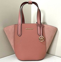 New Michael Kors Portia Small Tote Leather and Suede Sunset Rose - $75.91