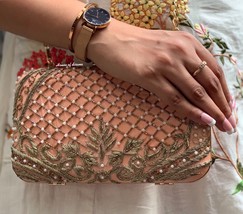 Golden embroidered clutch,indian wedding accessory,south Asian gifts,bride gift - £58.98 GBP