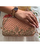 Golden embroidered clutch,indian wedding accessory,south Asian gifts,bri... - £60.09 GBP