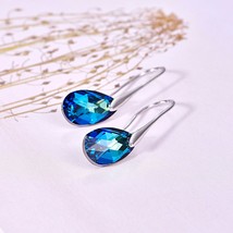 Water Drop Earrings For Women New Fashion Crystals From SWAROVSKI Silver Color P - £18.97 GBP