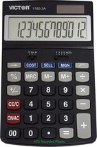 Victor 1180-3A 12-Digit Standard Function Calculator, Black, Battery And... - $44.95
