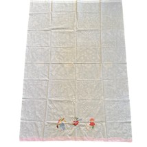 Vintage Embroidered Baby Crib Flat Sheet  Jump Rope Skiing Baseball Whit... - $284.53 MXN
