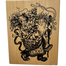 Christmas Botanical Santa Old World Large Rubber Stamp PSX K-2046 Vintage New - £30.91 GBP