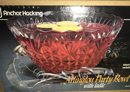 VTG Anchor Hocking Arlington Party/Wedding Clear Glass Punch Bowl With Box - £22.37 GBP