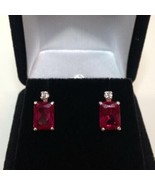 925 Sterling Silver Natural   Handmade 8 Ct Ruby stone Antique Earrings - £41.03 GBP