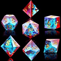 7-Die Dnd Dice Set Handmade Sharp Edge Polyhedral Dice For Dungeons And ... - £23.59 GBP