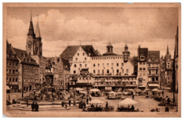 Marketplatz Main Market Square Nuremberg Germany Black And White Postcard - £6.96 GBP