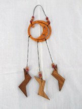 HAND MADE CRESCENT MOON &amp; STARS CUT OUT WOOD DREAM CATCHER w 3 LIGHTNING... - $7.99