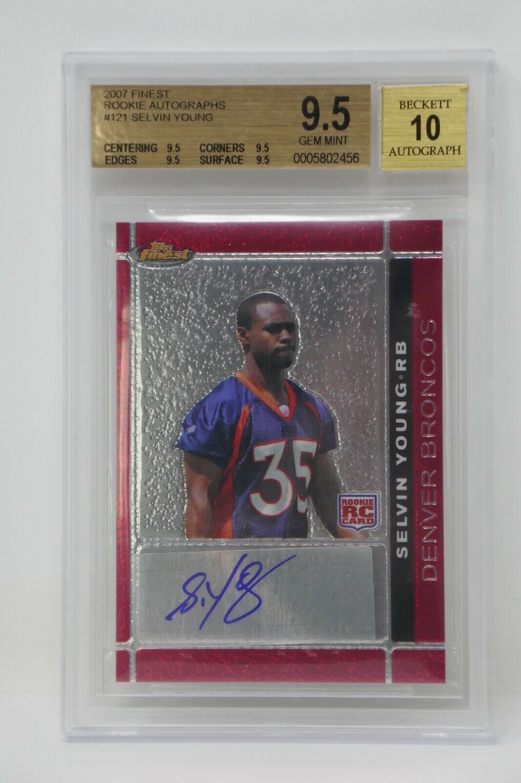2007 Finest Rookie AU #121 Selvin Young Rookie Beckett 9.5 GEM MINT Item image 2
