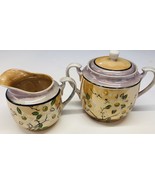 Japan Peach Lustre Apple Blossom Hand Painted Sugar &amp; Creamer Set Vintage - $17.82