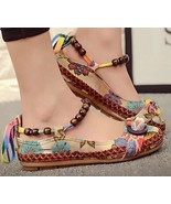 Guanglixieye ~ Slip-On ~ Women&#39;s Size 8.5 ~ Fabric Shoes w/Beaded Ankle ... - $40.92 CAD