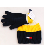 Tommy Hilfiger Multi Color Beanie &amp; Knit Stretch Gloves Youth Boy&#39;s 8-16... - £31.10 GBP