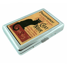 Vintage Poster D51 Silver Cigarette Case Money Card Holder Cat Chat Noir - £13.12 GBP