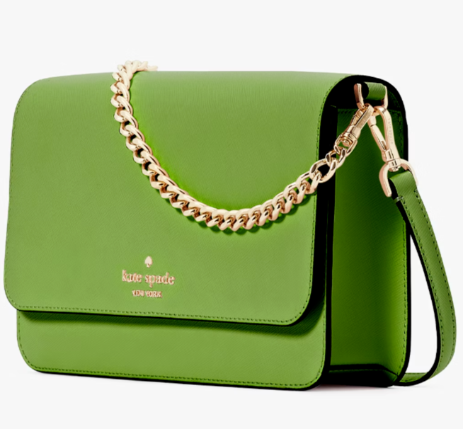 Kate Spade Madison Flap Crossbody Bag Green Leather Chain KC430 NWT Purse FS