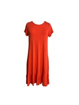 Spense Womens Dress Size Small Solid Coral Short Sleeve Sleeve Slip On Ruffle - £9.34 GBP